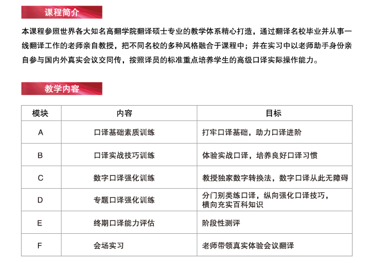 交传班课堂教学实景