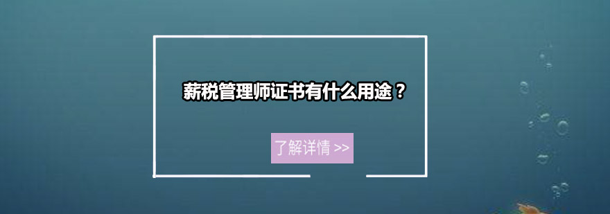 薪税管理师证书有什么用途