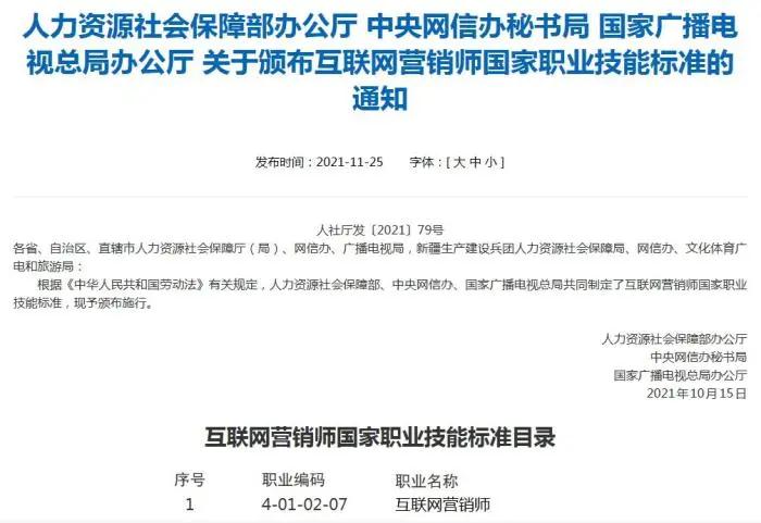互联网营销师职业技能等级示意图
