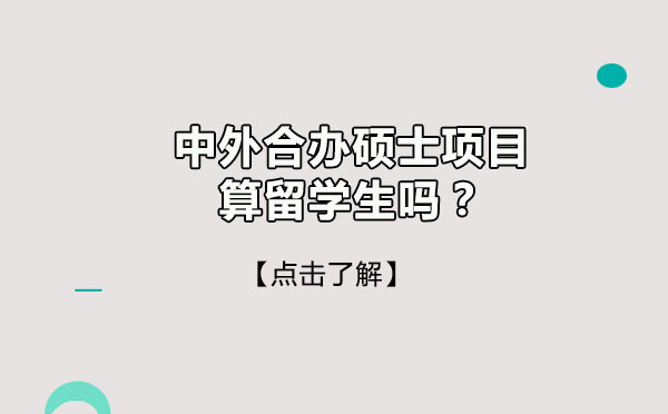 中外合办硕士项目算留学生吗？