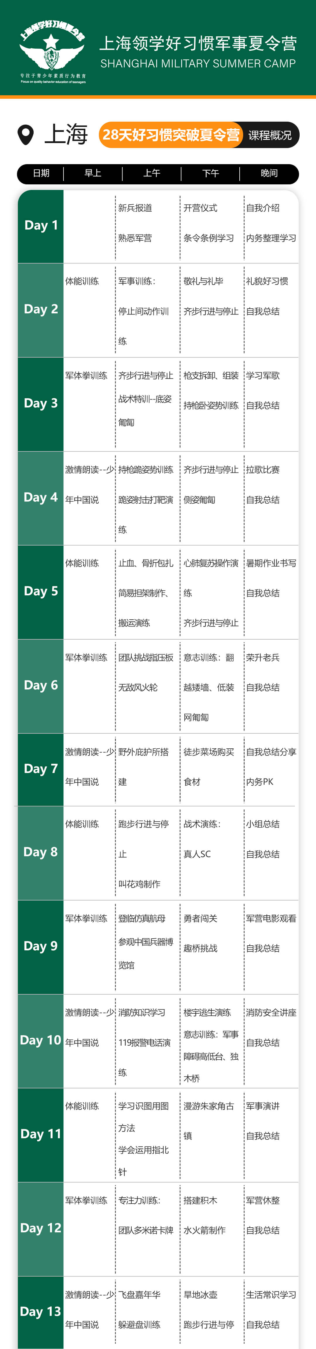 上海28天好習慣突破夏令營