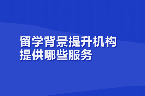 北京留学背景提升机构提供哪些服务