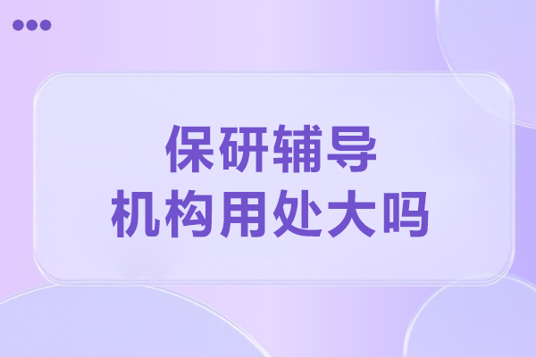 保研辅导机构用处大吗